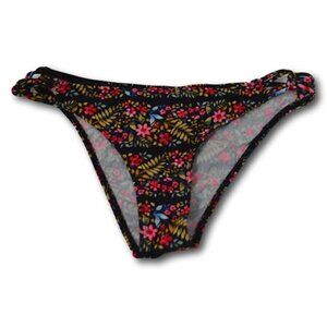 EIDON Womens Black Floral Bikini Bottom Swimsuit - NEW